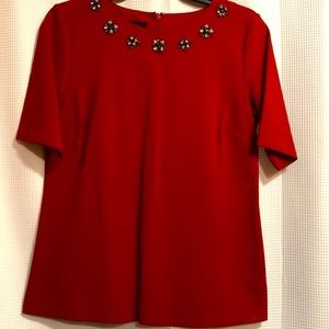 Burgundy Embellished Top- Talbots